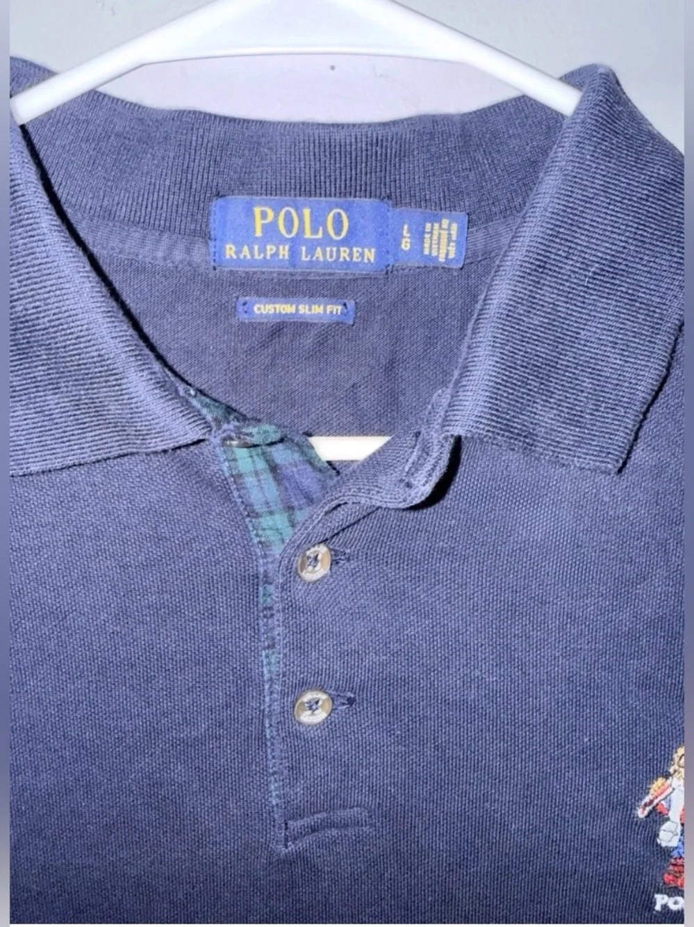 Polo Ralph Lauren Embroidered Ski Bear Navy Short Sleeve Slim Fit Polo Shirt